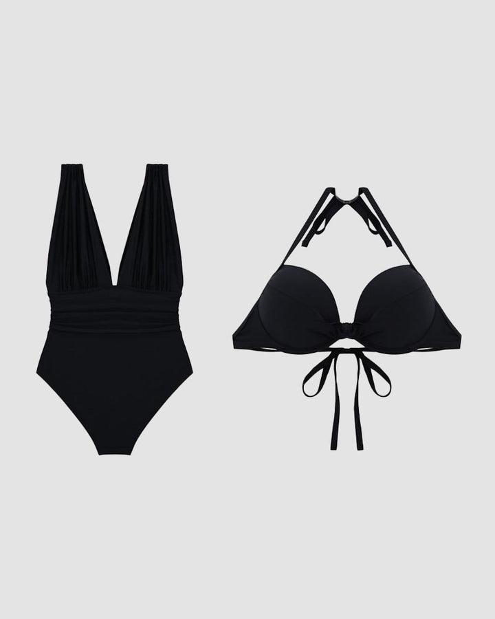Tummy Control V-Neck Cut-Out One-Piece Swimsuit for Women