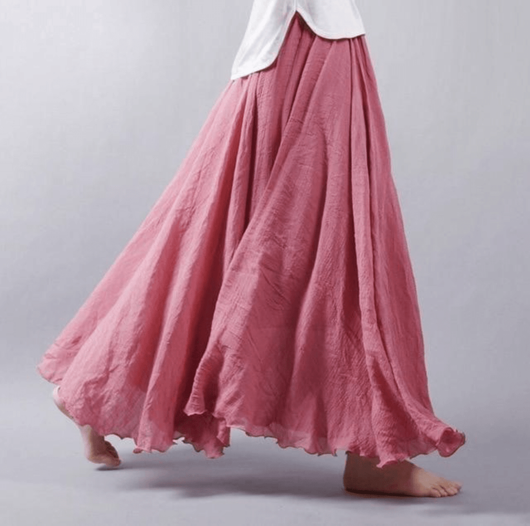 Flowy Ruffle Hem Boho Maxi Skirt for Women