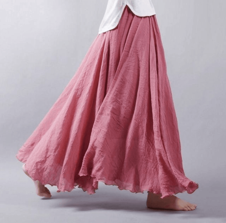 Flowy Ruffle Hem Boho Maxi Skirt for Women