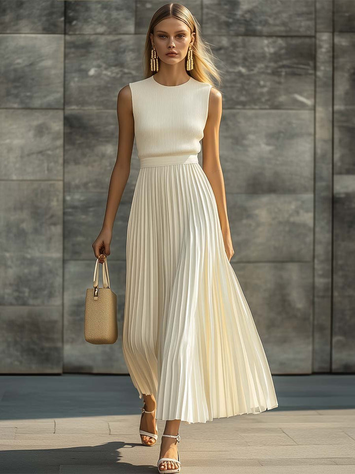 Pleated Sleeveless Maxi Dress for Women
