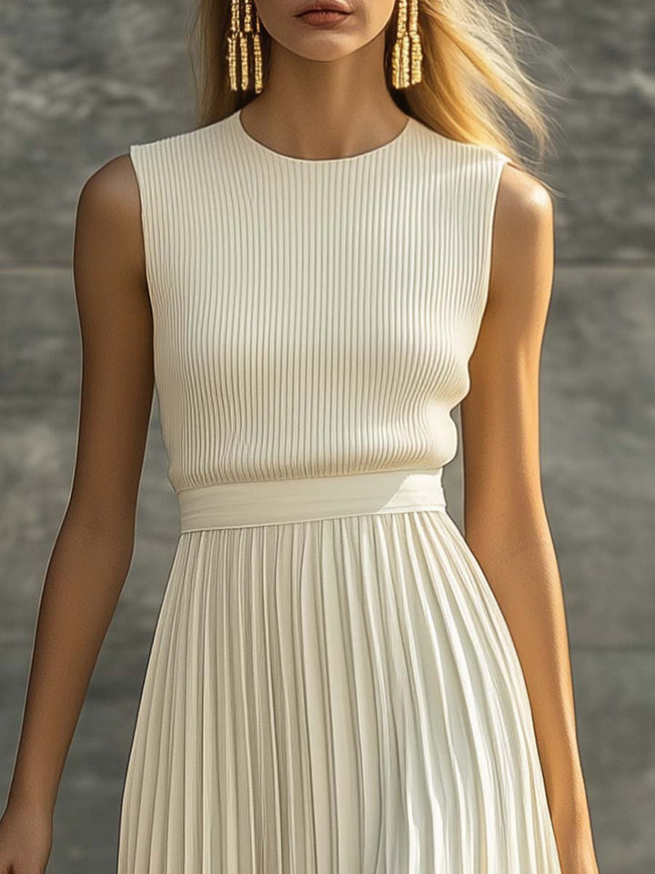 Pleated Sleeveless Maxi Dress for Women