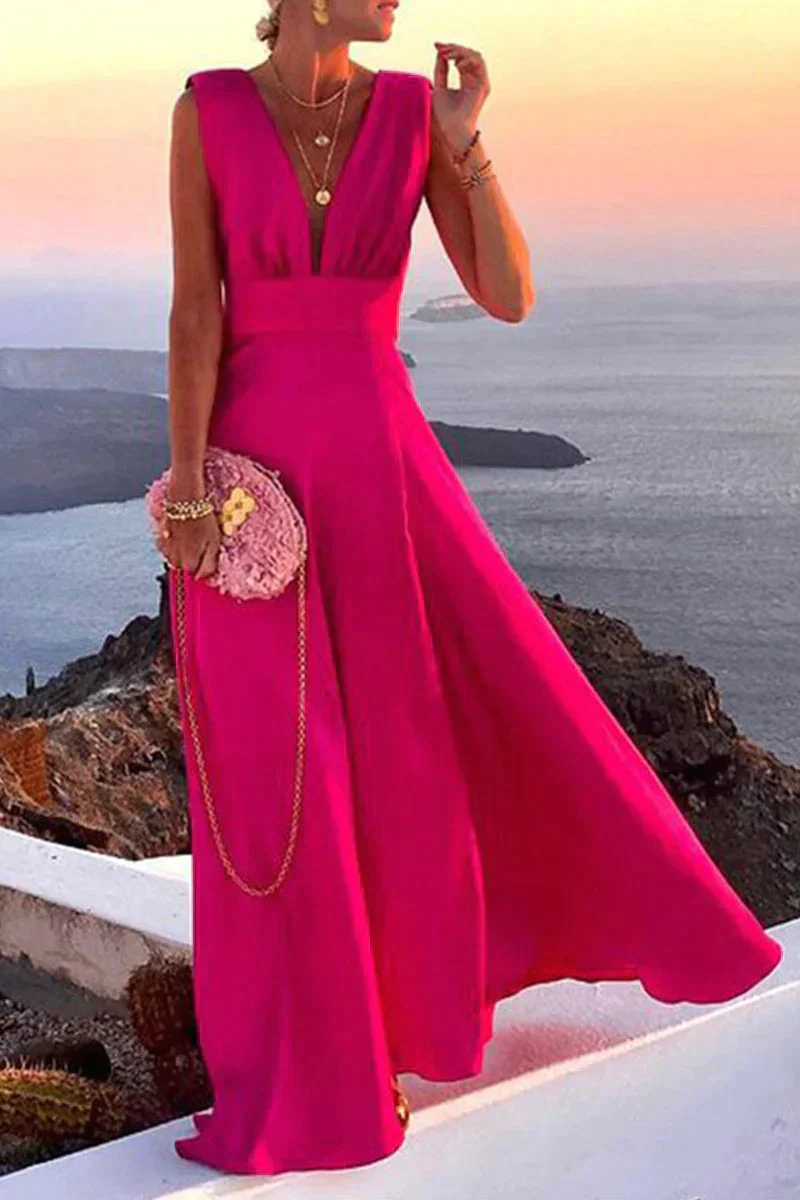 Paisley Print V-Neck Sleeveless Maxi Dress for Women