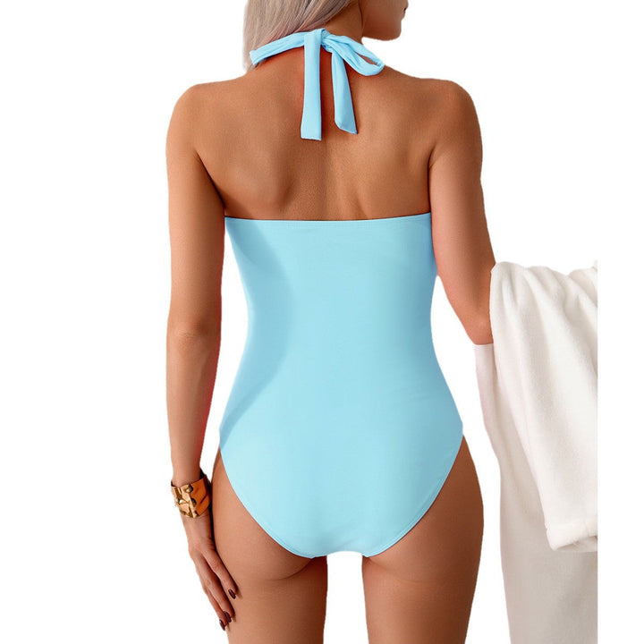 Halter Neck Ruched Twist-Front One Piece Swimsuit for Women