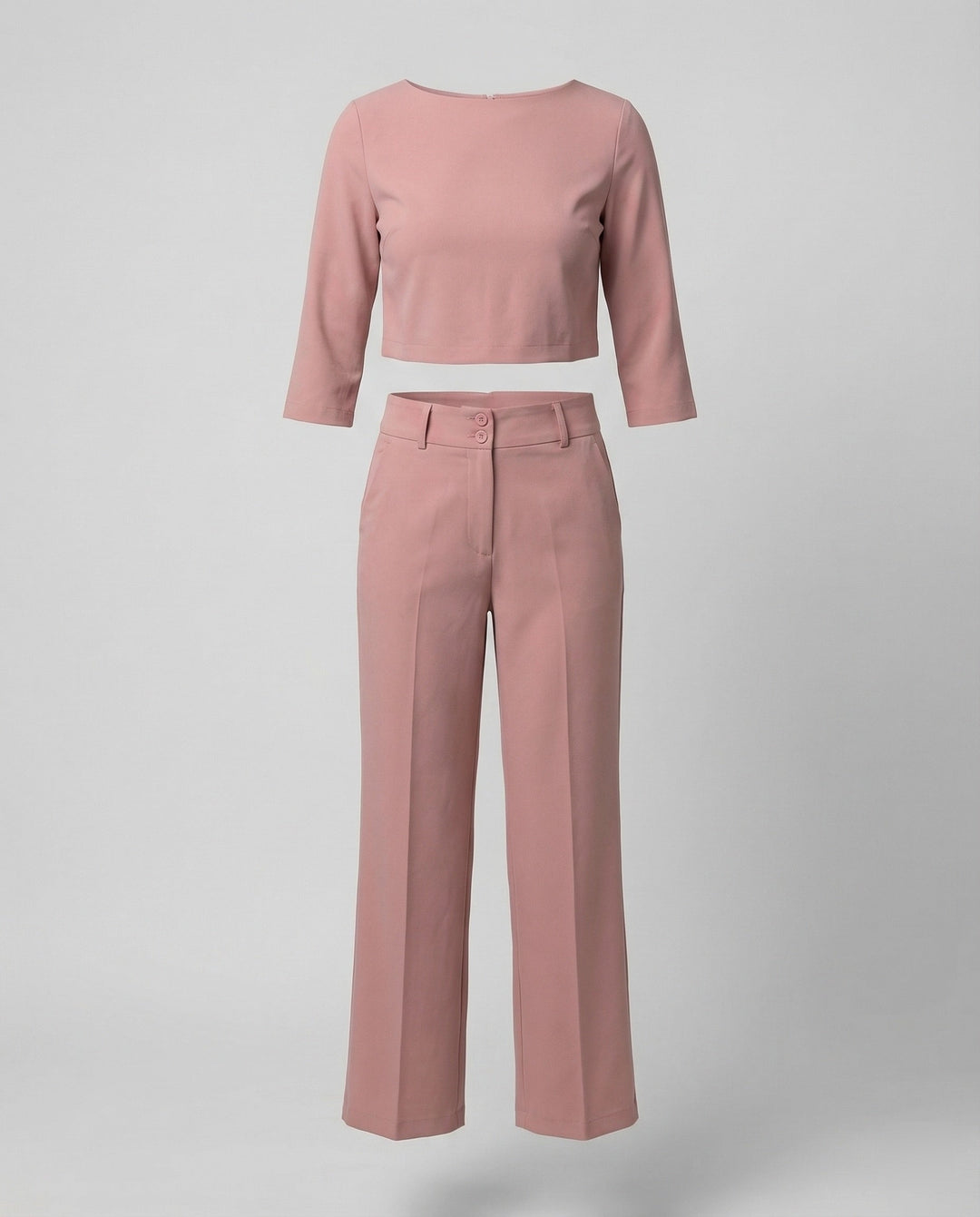High Waist Wide Leg Crop Top Two-Piece Pants Set for Women