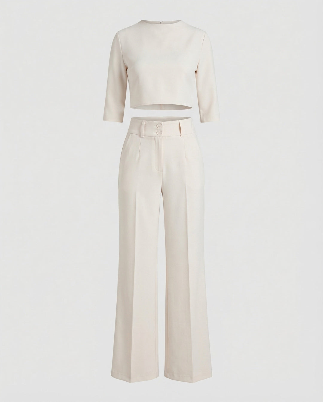 High Waist Wide Leg Crop Top Two-Piece Pants Set for Women