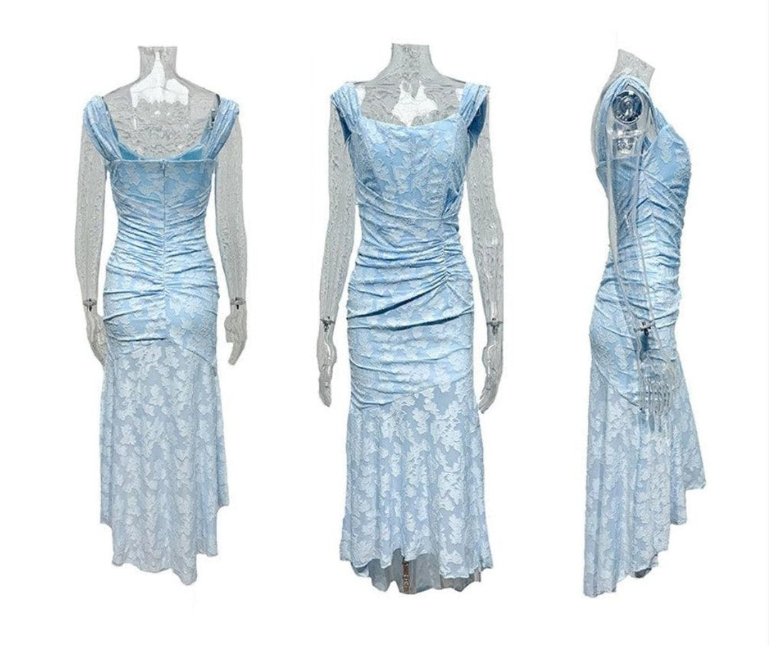 Madison | Mother of the Bride Dress Corset Bodice Jacquard Lace Mermaid Midi - image 8