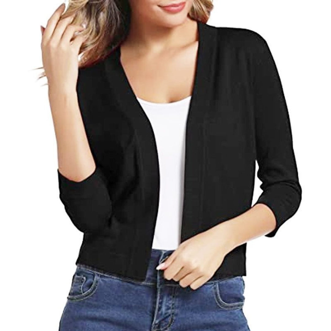 Scarlett | Women's Open-Front 3/4 Sleeve Cropped Cardigan - image 1