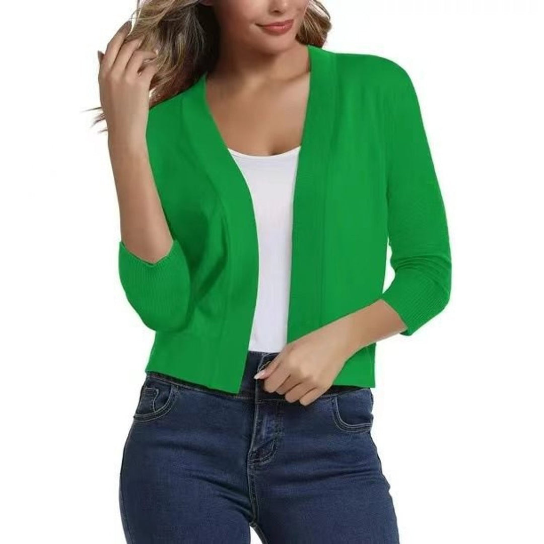 Scarlett | Women's Open-Front 3/4 Sleeve Cropped Cardigan - image 2