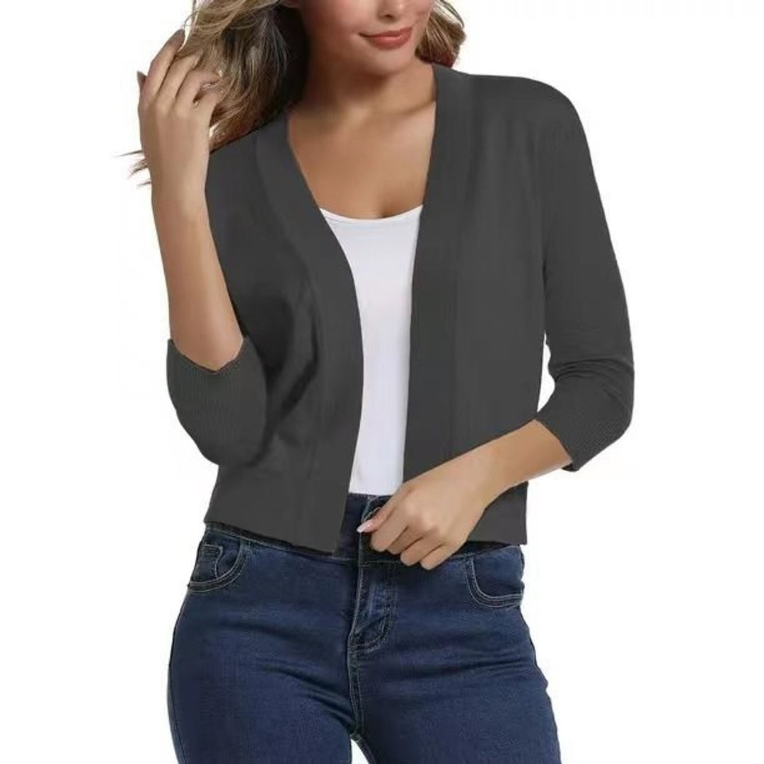 Scarlett | Women's Open-Front 3/4 Sleeve Cropped Cardigan - image 23
