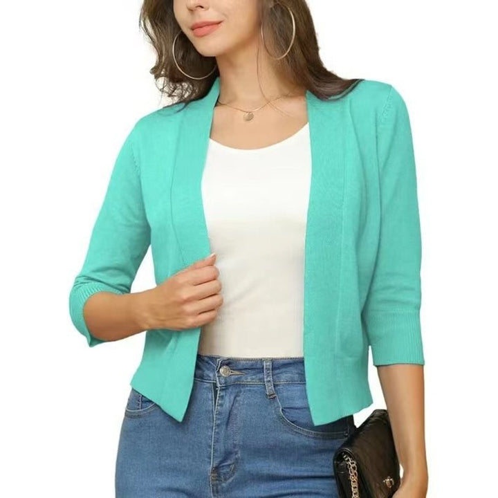 Scarlett | Women's Open-Front 3/4 Sleeve Cropped Cardigan - image 7